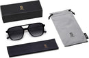 SOJOS Retro Aviator Sunglasses Womens Mens,Trendy Rectangle Shades SJ2202 | Black Frame/Grey Grading Lens — 7