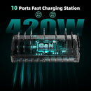 Zobirez 420W 10-Port Fast USB Charging Station for Multiple Devices, Black photo 5