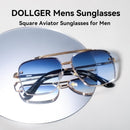 Dollger Square Aviator Sunglasses for Men and Women Fashion Metal Vintage Gradient Shades Sunglasses UV400 Protection | A:gold Frame Gradient Blue Lens | 62 Millimeters — 2