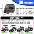 2/4/4+2 Passenger Golf Cart Cover Fits EZGO, Club Car, Yamaha, Heavy Duty 420D Waterproof Windproof Sunproof Outdoor All-Weather Full Cover (Black Gray-L) — 2