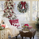 Christmas Wreaths for Front Door, DECSPAS 24 Inch 2 FT Prelit Snowy Flocked Christmas Wreath with Timer 30 LED Lights Bow Red Berries Pine Cone, Xmas Wall Windows Decorations Home Decor Outdoor Indoor — 7