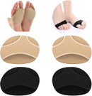 2Pairs Metatarsal Foot Pads with Gel Pad for Women & Men, Ball of Foot Cushion Pads for Pain Relief, Forefoot Pads with Gel Cushioning for Morton's Neuroma,Metatarsalgia (Black+Beige, L) 1