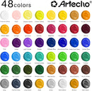 Artecho Acrylic Paint Set 48 Colors 2oz/59ml with 12 Brushes, Art Supplies — 2