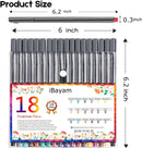 iBayam Journal Planner Fineliner Pens Fine Point 0.38mm, Cute School Office | 1 Count (Pack of 18) | Multicolor — 7
