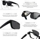 GEGURI Polarized Sunglasses Fit Over Glasses for Men Women, Oversized Square Sun Glasses UV400 Protection Shades | A02 Black/Grey — 3