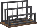 Snughome Desktop Mail Organizer, Desk Mail Organizer with 2-Slot Matte Black Metal Desktop Mail Sorter, Metal Storage File Holder Letter Sorter Organizer for Home or Office, Rustic Brown — 1