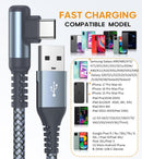 USB to USB C Cable Right Angle 2-Pack 6.6ft 3.1A Fast Charging Carplay Cord 2