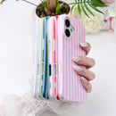Cute Striped Case for iPhone 16 6.1",Pink/Yellow — 3