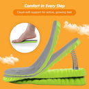4D Cloud-Soft Comfort Insoles for Kids and Youth - Trim-to-Fit Insoles with Arch Support and Shock Absorption - Breathable Memory Foam Kids Shoe Inserts Designed for Growing Feet (US Youth 5Y - 6Y) - Green/Gray — 2