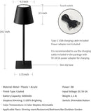 KDG 2 Pack Cordless Black Table Lamps, Rechargeable Portable LED Desk Lamps — 5