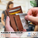 BULLIANT Magnetic Slim Leather Pocket Wallet Money Clip For Men 12Cards - Alaska Leather - Brick Brown — 5