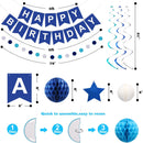 meowtastic Birthday Decorations Happy Birthday Banner with Honeycomb Balls | Blue | Star — 7