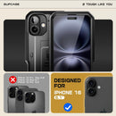 SUPCASE for iPhone 16 Case with Screen Protector & Kickstand, Black — 2