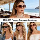 Dollger Oversized Square Sunglasses for Women Big Large Wide Trendy Shades | C: Brown Frame Brown Lens — 5