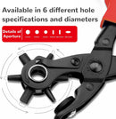 Leather Hole Punch,Belt Hole Puncher for Leather, Revolving Punch Plier Kit for Watches, Handbags, Punch Tool for Belts Diameter : 4.5/4 /3.5/3/2.5/2mm. | 3 circles+3 ellipses — 4