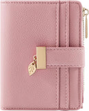 Pomelo Best Small Wallet Women RFID Blocking Bifold Soft Leather Card Holder with ID Window Zipper Coin Pocket Wallets for Women Green