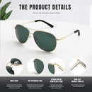 Eiuizah Polarized Aviator Sunglasses for Men Women UV400 Driving Shades | Grey/Gold/Silver — 8