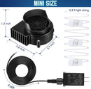 Hiboom Replacement Fan Blower, 12V 1.2A Mini Air Blower with 3 LED Light String for Inflatables Indoor Outdoor, 12V 1.5A Adapter for Christmas Xmas Holiday Inflatables Fan Blower (1 Set) — 3