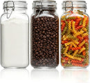 ComSaf Large Square Glass Jars with Airtight Lids 78 oz 3 Pack Wide Mouth