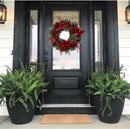24-Inch Deluxe Christmas Wreath, Luxurious Red Velvet Bow, pinecones, and Vibrant Red Berries, Pre-Lit with 50 Color-Changing LED Lights, Battery Operated — 6