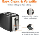 Amazon Basics 2 Slice Toaster, Extra Wide Slots for Bagels, 6 Browning…