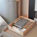 PINXIURY Water Hyacinth Letter Tray for A4 File Desk Mail Letter-Size Paper, Basket Woven Organizer, Magazine Files Storage, Office Document Organizer and Storage — 4