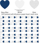 Silver Navy-Blue White Birthday-Party-Decorations – 52ft Paper Heart Garland Streamers Graduation Banner Christmas Decoration Baby Shower Bridal Engagement Bachelorette Hanging Decor HongTongTong — 2