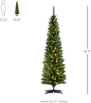 HOMCOM Noble Fir Artificial Pencil Christmas Tree Prelit 6' Green — 7