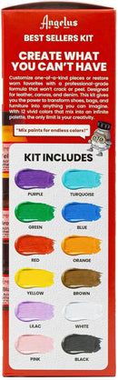 Angelus Acrylic Leather Paint, Best Sellers Kit, Flexible Paint For Shoes, Sneakers, Leather, Canvas, Furniture, and More - 12 Colors (1 — 5