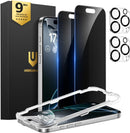 UNBREAKcable iPhone 16 Pro Max Privacy Screen Protector 2-Pack, Upgraded Dual-Tempered Glass + 2 Camera Lens Protectors, 25° Anti-Spy, Military-Grade 9H+, HD Clear, Anti-Fingerprint, 6.9 Inch photo 1