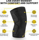 CAMBIVO 2 Pack Knee Braces for Women & Men, Knee Compression Sleeves for Knee Pain Relief, Knee Support with Non-Slip Silicone, Breathable, for Running, Workout, Weightlifting & Daily Use, Arthritis Support (Black, Medium) — 3