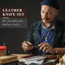 8 Pieces Leather Knife Set, Including Leather Edge Beveler Groover, Cutter Wood Leathercraft Edge Slicker Burnisher Crafting Tools Skiving Knife Leathercraft Accessories — 7