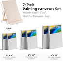 6 Pack Canvas with Tabletop Easel, Art Canvas Kit for Beginners | 6pc+easel | 1 — 3