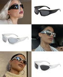 SOAR&EAGLE Y2K 3Pack Polarized sunglasses Wrap Around Men's Women's sunglasses Fashion Sport Shades Sun Glasses | Silver Framed Gray Flakes, Silver Framed Mercury Flakes, Bla — 3