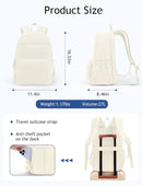 Uselike Travel Backpack for Women, 15.6 Inch Laptop Backpack, Quilted College Bookbag, Cute Work Backpacks, Water Resistant (Beige) — 4