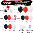 Red and Black White Balloon Arch Kit, 140Pcs Red Black White with Stars Balloon Garland kit, Different Size Balloons for Birthday Graduation Racing Car Poker Card Anniversary Party Decorations — 2