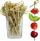 200PCS Cocktail Picks Bamboo Skewers for Appetizers, Fancy Toothpicks for Appetizers, 4.7 Inch Long Decorative Knot Bamboo Cocktail Sticks for Party Drinks Food Fruit Charcuterie Boards Accessories | 4.7 inch & knot/200pcs | GreenBamboo — 1