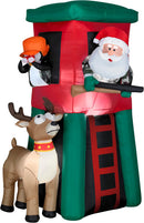 Gemmy Christmas Inflatable 6 FT Tall Animated LED Lighted Outhouse Santa Outdoor Yard Prop — 5