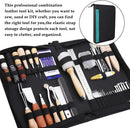 Leather Craft Tools, 60 Pieces Leather Working Tools and Supplies with Storage Bag Cutting Mat Prong Punch Groover Edge Creaser Stamping Carving Knife Awl Hammer for Craft Making DIY Sewing — 3
