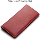 Bveyzi Ultra Slim Thin Leather RFID Blocking Credit Card Holder Bifold Clutch Wallets for Women - Wine Red - Leather — 2