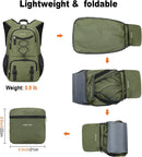 Nerlion Lightweight Foldable 35L Hiking Backpack Travel Backpack for Men Women Camping Waterproof Outdoor Hiking Daypack Backpack Green — 4