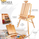 163-Piece French Easel Painting Set | All-in-One Deluxe Artist Starter Kit w/Wooden Field & Studio Sketch Box Easel for Adult, 100+ Professional Paints, Stretched & Panel Canvases, Brushes, Palettes — 6