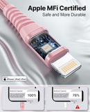 Aioneus iPhone Charger 6ft 2Pack, Apple Certified USB A to Lightning Cable Nylon Braided Phone Charger Cord Fast Charging for iPhone 14 13 12 11 Pro Xr Xs Max 10 8 7Plus 6 SE -Pink 2