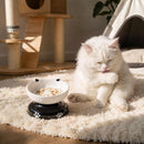 Y YHY Ceramic Cat Slow Feeder, Elevated Dog Food Bowl Tilted Design, Slow Feeder Bowl no Black Chin, Cat Shape for Dry and Wet Food — 8
