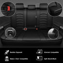 CAR PASS Leather Back Seat Cover, Universal Waterproof Bench Rear Seat Cover Zipper Split Rear Bench Protector Fit 95% Automotive Interior Covers for Cars Sedans SUVs (Rear,All Black) — 2