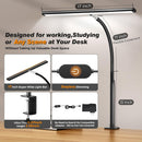 Airlonv LED Desk Lamp with Clamp, 17" Stepless Dimming Light, Black — 3