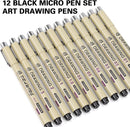 Muchcute Micro Fineliner Drawing Art Pens,12 Black Art Supplies Adult Craft | 12 Tip Sizes — 3