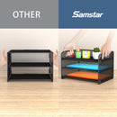 Samstar 3 Tier Letter Tray Paper Organizer with Handle, Mesh Desk Organizer Paper Sorter File Rack Shelves, Black — 3