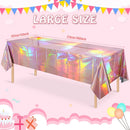 3 Pack Rose Gold Plastic Tablecloth, Disposable Rectangle Table Covers, Holographic Metallic Foil Tablecloth Pink Party Supplies Decorations for Birthday Wedding Anniversary Bridal Shower, 54x108Inch — 2