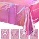 4 Pack Iridescent Pink Plastic Tablecloths, FunnyPars Shiny Disposable Laser Rectangle Table Covers, Holographic Foil Tablecloth Iridescent Party Decorations for Kpop Birthday Wedding Xmas, 54x108Inch — 3